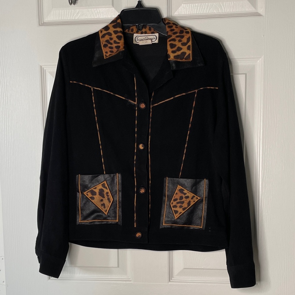 Vintage Saint Germain Paris Cheetah Print Patchwork Blazer